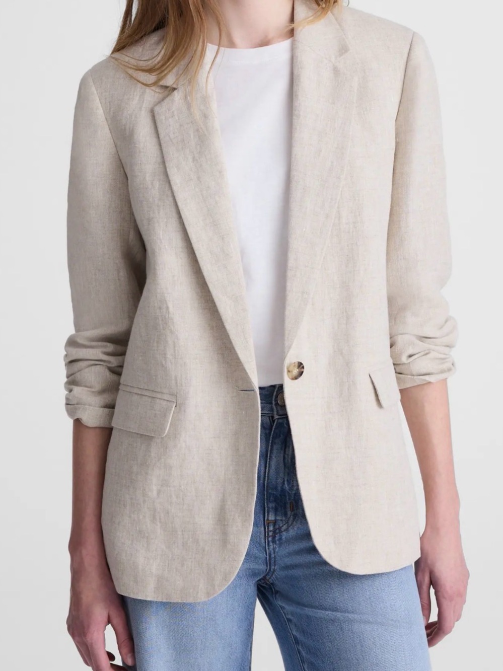 Madewell Women's The Mercer Relaxed Blazer Linen Beige NWT M